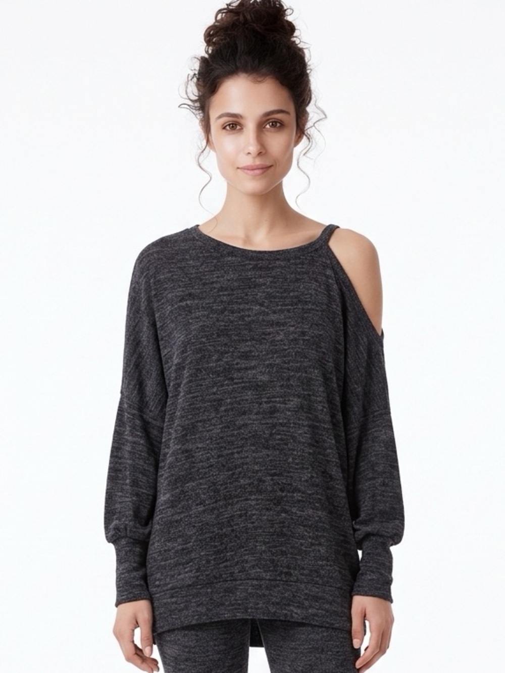 SEVEN FORTY TWO | Gray Asymmetrical Cold Shoulder Sweater Women’s Size Medium